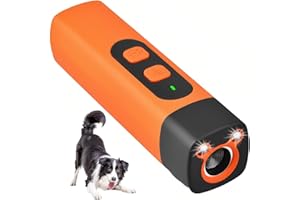 Lancoon Ultradźwiękowy odstraszacz psów z 3 regulowanymi częstotliwościami, latarką LED, funkcją przeciw szczekaniu, akumulator, do treningu behawioralnego, przenośny - do użytku ze zwierzętami