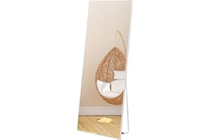 Vasemouh 165x51CM（65x20in） Full Length Mirrors，White Long Large Mirror for Wall Hanging or Floor Free Standing, for Bathroom Living Room Bedroom-Round Tube Bracket