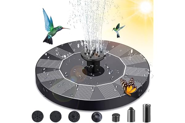 Aoreun Fontaine solaire pour bassin avec 7 styles, 1,4 W monocristallin Fontaine solaire, pour étang de jardin, fontaine, circulation d'eau pour oxygène