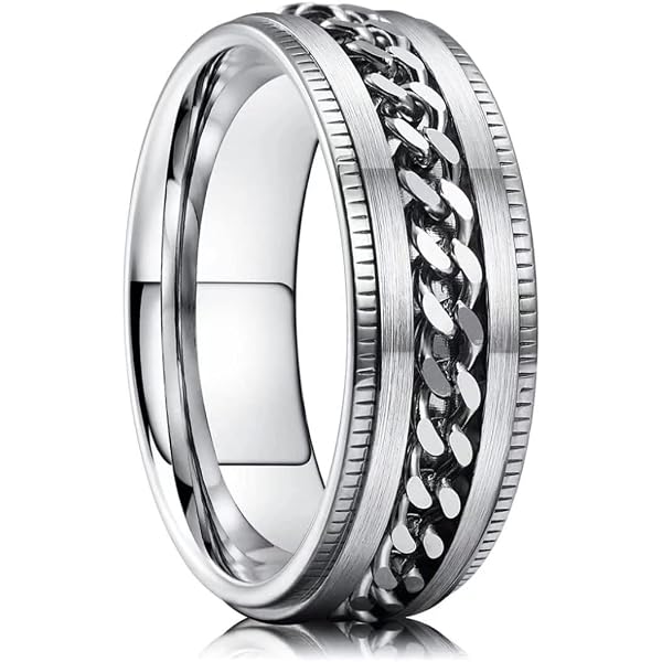 King Will Anello spinner da 8 mm per uomini e donne, in acciaio inox, con finitura lucida e spazzolata, idea regalo unisex, W 1/2(65.91mm), Acciaio inossidabile, Non pietra preziosa