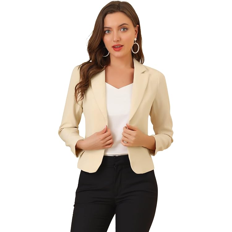 IClosam Damen Blazer Sommer 3/4 Ärmel Elegant Card Produktbild-Vorschau 3