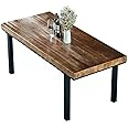 KEPFITESE Rectangular Dining Table for 4-6 People with Pine Top and Metal Legs, Vintage Solid Wood Dining Table for Living Room, Dining Room and Outdoor Dinners (47.2 ‘L x 23.6 “W x 29.5 ”H)