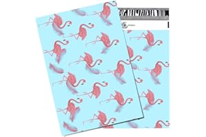 Wanxida Lot de 100 pièces Sacs d'expédition plastique Enveloppes postales Couleur, 25cm x 35cm (Blue Flamingo)
