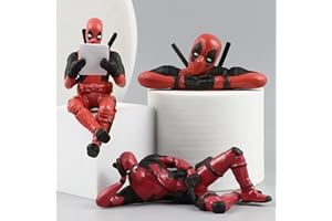 Behone 3 x Car Interior Decoration Accessories - Deadpool Anime Rear View Mirror Decoration - Funny Anime - Suitable for Collectors and Children - Birthday Gift