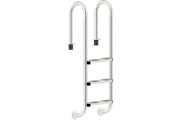 Zelsius Echelle de Piscine à 3 marches en Acier Inoxydable V2A | 50,2 x 36,5 x 158 cm - Argent | avec Protection antidérapante | Escalier de Piscine