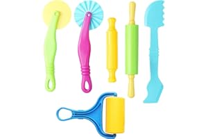 FUFUPAW 6 Stück Knete Werkzeug, Knete Zubehör, Knetwerkzeug, Knete ab 2 Jahre, Werkzeug Knetset Set Knet für Kinder Knetzubehör Knetä Jahr, Kinderknete Formen ​DIY Kinderknetekinderknete(Zufällige Farbe)