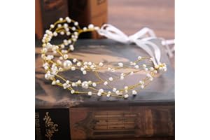 iSpchen Handgemachte Perle Kopfschmuck Dekoration Braut Hochzeit Shiny Haar Stirnband Haarschmuck Krone Frauen Mädchen Gold