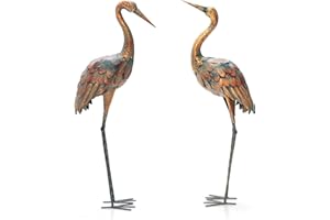 COSTWAY Statue da Giardino in Metallo, Set di 2 Sculture da Esterno ed Interno, Ideale per Casa, Patio, Prato e Cortile (Modello 2)