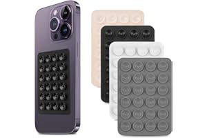 BOBOPACK 4 Stück Silikon Saugnapf, Handy Kleber Rückseite Saugnapf, Saugnäpfe Handy, Einfacher Saugnapf Aufkleber, Anti-Rutsch Handyhülle, Tragbare abnehmbare Handy Halterung Quadrat