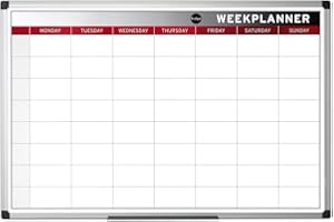 Bi-Office Week Planner, Magnetic, Aluminium Frame, 90 x 60 cm