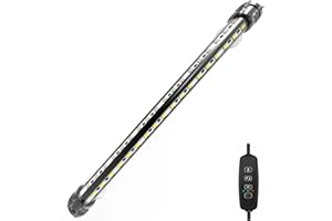 Lominie Submersible LED Aquarium Light, Full Spectrum 2 Row Fish Tank Light with Timer Set, 3 Lighting Modes Dimmable IP68 Waterproof Plant Tank Light for Freshwater 24cm-35cm Tank