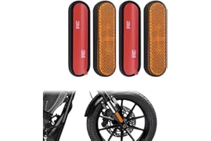 Fonyiunce 4 unidades de 100 x 24 x 8 mm para motocicleta y bicicleta E4, reflejador de horquilla amarillo, ojos de gato, autoadhesivo