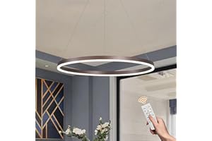 YYUTLUO Moderner DIY-Kreis-LED-Kronleuchter | 1 Braun Goldringe:40cm=23W | LED-Pendelleuchte aus Metall+Acryl |2,4 G Dimmbare Fernbedienung | Runde Decken-Hängelampe Wohnzimmer Schlafzimmer Esszimmer