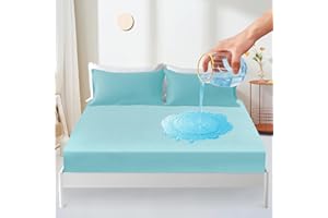 Sufdari Protector de Colchón Impermeable 90x190cm - Funda Transpirable contra la Humedad, Sábanas Bajeras - Cian