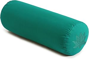Yoga Studio Organic Buckwheat Lotus Bolster - 23cm x 61cm, Cotton Bolster Meditation Pillow with YKK Zipped Fastening