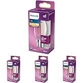 Philips LED Classic 40W B35 Led Candle Filament Bulb, 2700K Yellow Light, E14 Thin Hear, Non-Dimmable 4-pack