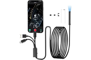 REBUCINA Endoscope Inspection Camera,Endoscope Camera with Lights,USB Endoscope Camera,8mm Ip67 200w HD Waterproof Tube,Flexible Rigid Snake Inspection Camera for Android iPhone iPad (3M)