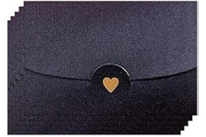 ‎LA LLARETA Mini Envelopes, Pack of 50 Gift Card Envelopes, Mini Envelopes, Black, with Heart Closure, for DIY Gift Cards, Christmas, Valentine's Day, Birthday Party, Gift Card (Black)