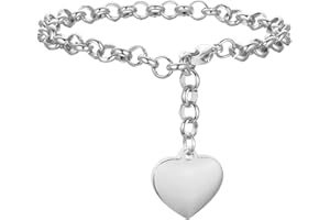 JewelryWe Gioielli Braccialetto Fortunato per Le Donne, Acciaio Inossidabile Lucido, Bracciali per spose, Palle Stile Semplice, Ciondolo Cuore Dolce per Good Fortune, Colore Argento Rosa dell'oro