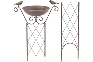 INDA-Exclusiv Abbeveratoio per uccelli, ciotola per acqua, picchetto, supporto per piante rampicanti, in metallo, 30 x 19 x 82 cm