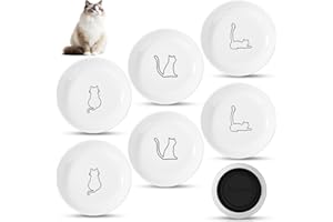 Futternapf Katze FoiiLiio 6 Stück Katzennapf Keramik (15x3.0cm) Katzennapf Flach Set mit Rutschfestem Silikonboden katzenfutter napf Fressnapf Katze für Katzen Hunde