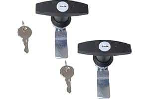TORCARVH T-Griff Schloss Kit mit Schlüsseln T-Griff Garagentorschloss Türschloss für Anhänger Wohnwagen Werkzeugkastenschloss (Schwarz, 2 Stück)