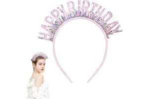FALAFOTY Birthday Party Headband Cute Birthday Crown Party Hats for Women Girls, Laser Sequined Alphabet Headdress, Party Decoration Party Tiara for Children Birthday Party Supplies Perfect Gifts