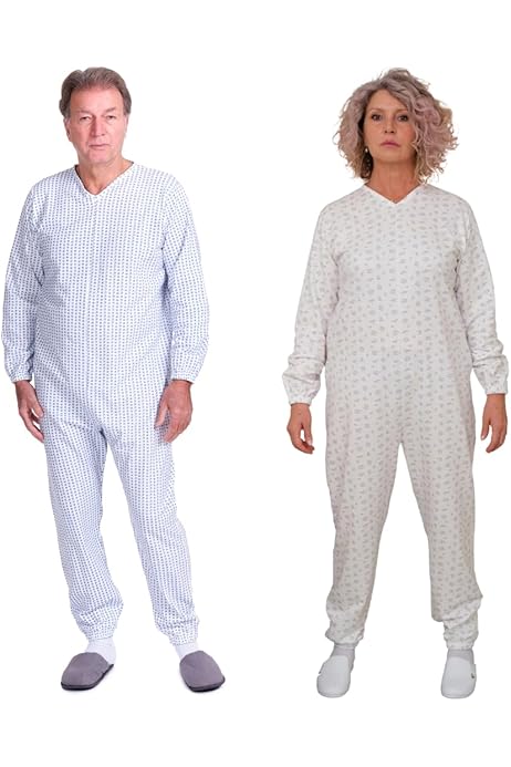 Pigiama Sanitario Anziani Apertura Posteriore - 100% Cotone, Zip Posteriore - Per Non Autosufficienti - Foto 4