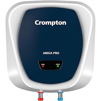 Crompton Amica Pro 15 Ltr Storage Water Heater | 2000W Heating Element | 5 Star BEE Rated | Glassline Tank |Rust-Proof Body | High-Rise Compatible | 2
