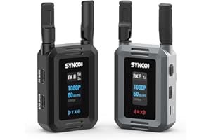 SYNCO Sistema di Trasmettitore Video Wireless HDMI 1080P 60FPS, XVision Trasmettitore e Ricevitore HD con Doppia Uscita HDMI e Loop Out Latenza 0.04s 300m per Live Streaming Fotoripresa
