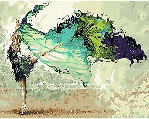 Painting by Numbers, VMAE DIY Oil Painting Paint by Number Kits, Drawing On Canvas by Hand Coloring Arts Crafts for Home Living Room Office Christmas Decoration Gifts Without Frame - Dance Girl