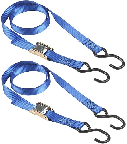 Lot De 2 Sangles D'arrimage à Cliquet 10 M X 25 Mm - Charge Max 1000 Kg - Polyester Orange, Pour Transport, Camping - 12