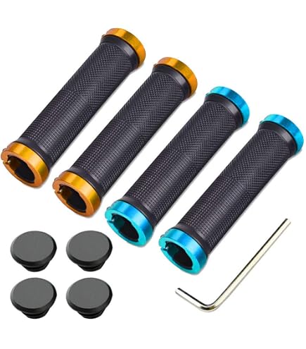 Poignées Vélo Aiqeer 2 Paires – Double Verrouillage, Caoutchouc Antidérapant, Ergonomiques, 13,5x3,3 Cm, Diamètre Intérieur 22mm, Pour VTT BMX Route, Rouge