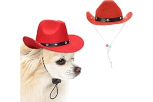 AWOCAN Pet Dog Costume Cowboy Hat Cosplay Cap Puppy Pet Dog Cat Holiday Pet Party Decoration (RED)