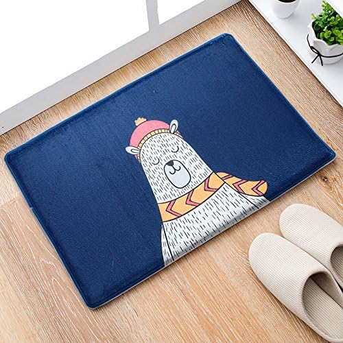 Kitchen mat, bathroom entrance, floor mats, bedroom, bedside bathroom, long water absorption, anti-skid, dirty carpet for children,400mm * 600mm,Blue happy bear