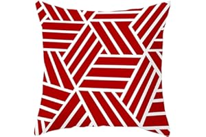 Lieson Fodera per Cuscino Divano, Federe Cuscino 40x40 Letto 1 Pezzo Fodere per Cuscino Letto Rosso Bianco Twill Geometrico, Poliestere