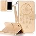 Produktbild ISENPENK Neu Design Für Apple iPhone 7 Plus hülle Leder [Gold],Campanula Seris Apple iPhone 7 Plus Case Flip Cover 3-in-1 Leder hülle Bookstyle,Leder Original PU Lederhülle Muster Hülle Schale Standfunktion Etui Schutzhülle Tasche Credit Card Slots Wallet Case Leder Tasche