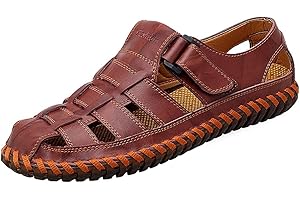 Moodeng Sandali Uomo Estivi Sportivi Pelle Trekking Scarpe da Spiaggia per All'aperto Escursionismo Traspirante