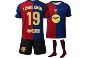IHIMI Lamine Yamal Barcelona #19 2024 Maglietta da calcio per bambini, di colore blu, maglietta sportiva, per allenamenti di calcio, con pantaloncini