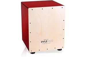 Pyle Cajon Instrument für Kinder & Erwachsene, Sitztrommel Instrumente handgemacht aus Holz (Birke), mit Snare, Trommel für Einsteiger & Profi, Schlagwerk mit abgerundeten Kanten, Rot