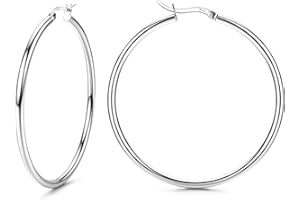 Chriscoco Boucles d'Oreilles Créoles Argent pour Femme Argent Hypoallergénique Sterling 925 Huggie Créoles Boucles d'Oreilles 13/15/20/25/30/40/50mm