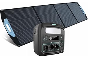 ADKL Tragbare Powerstation Lifepo4 921.6Wh,Solargenerator mit Solarpanel 200W, 230V mobile Stromversorgung mit mit Steckdose und Schnellladeanschluss für Notfall Camping Freien Garten (1200W)
