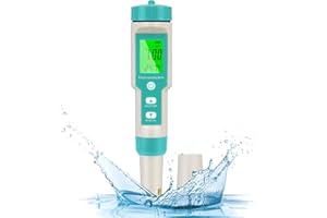Flintronic 5-en-1Testeur PH Mètre Électronique, PH Mètre avec écran LCD rétro-éclairé, Testeur de qualité de l'eau pour Tester Le pH/TDS/EC/Température/Salinité, pour l'eau Potable/Aquariums/Piscine