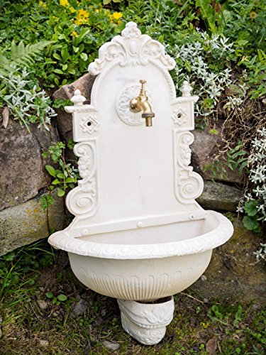 Wandbrunnen Brunnen Gartenbrunnen Garten Waschbecken antik Stil creme weiss - 4