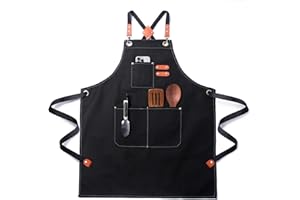 JClorix Grembiule Cucina Uomo Cross Back – 100% Cotone Canvas 68 × 76 cm, Regolabile, Robusto per BBQ, Barista e Officina, Grembiule da Lavoro Professionale