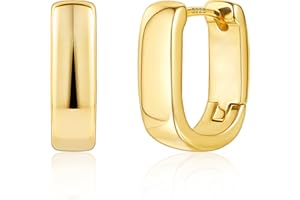 ALEXCRAFT Orecchini Argento 925 Quadrati Spessi Piccoli Geometrici Chunky Orecchini Donna Ipoallergenico 14K Oro Placcato Orecchini a Cerchio