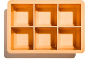 Muitomas, Stampi per Ghiaccio XL in Silicone, per 6 Cubetti da Cocktail, Sottile e Facile da Pulire con Coperchio Removibile e Resistente, Colore Peach Fuzz