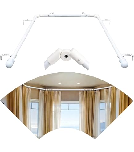 L-förmige Gardinenstange – Verstellbar 76-345 Cm, 2,5 Cm Durchmesser, Weiß, Für Erkerfenster
