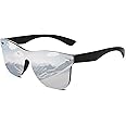 FEISEDY Sunglasses, Rimless Mirrored Sun Glasses with Reflective One-Piece Lens, B4114