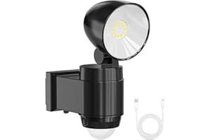 AIXPI Rechargeable Battery Powered Outdoor Lights, USB Charging LED Security Lights Outdoor Motion Sensor, Timing Outside Light for Day or Night, Flood Light IP65 Waterproof for Garage Yard Garden (1 Pack)
